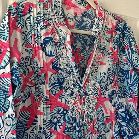 Lilly Pulitzer “She She Shells” Sarasota Tunic with Beaded Embellishments size M - Picture 4 of 8